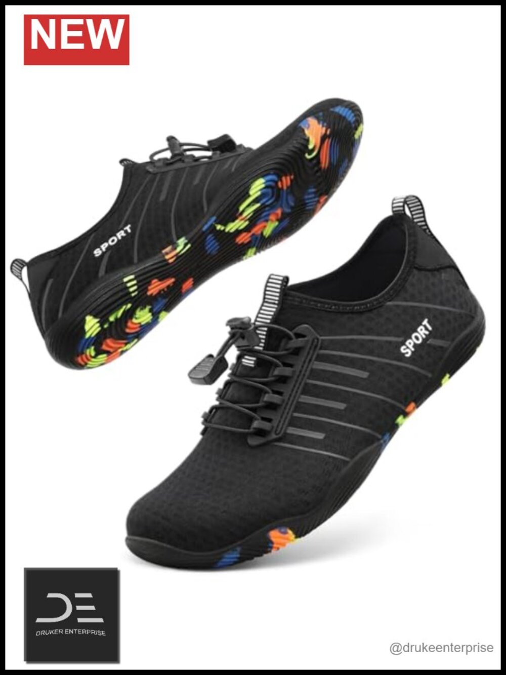 Quick Dry Water Shoes With Drainage, Slip Resistant, Lightweight